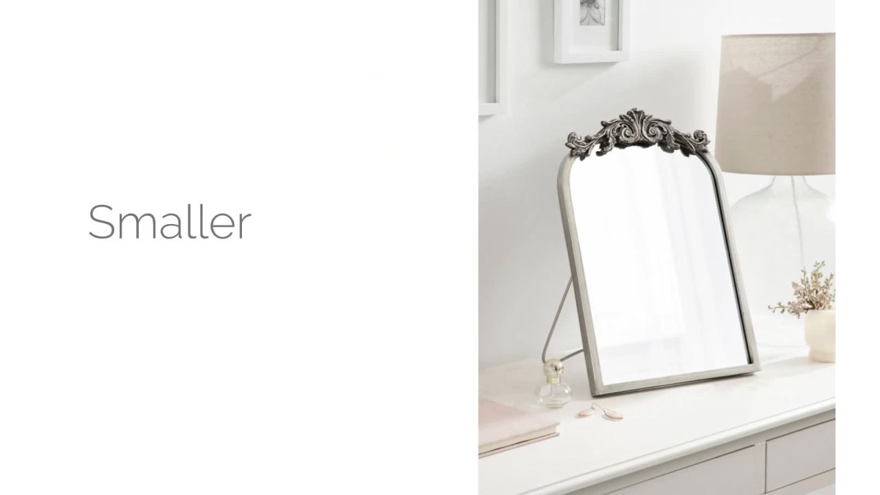 thumbnail video image 2 of Kate and Laurel Arendahl Glam Table Mirror, 12 x 18, Silver, Traditional Chic Mirror for Wall, 2 of 10