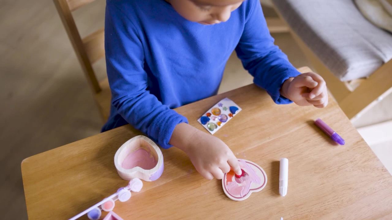 thumbnail video image 2 of Melissa & Doug Decorate-Your-Own Wooden Heart Box Craft Kit, 2 of 10