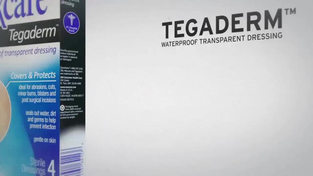 Nexcare Tegaderm Waterproof Dressing, Hospital Grade Bandages, 4" x 4 3