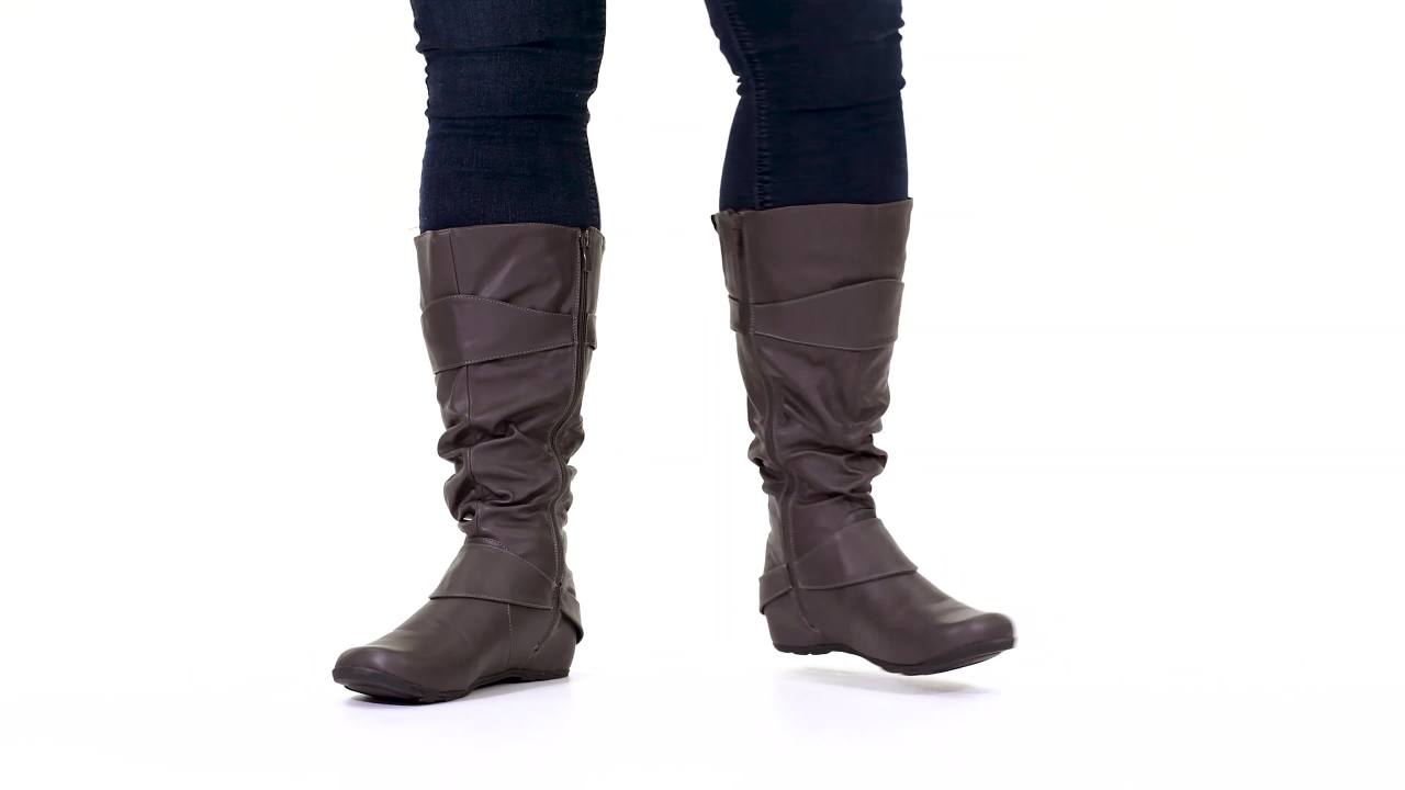 thumbnail video image 2 of Women's Journee Collection Paris Extra Wide Calf Slouch Boot Black Faux Leather 8 M, 2 of 7