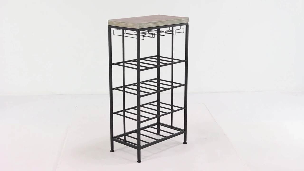 thumbnail video image 2 of DecMode Metal Contemporary Wine Storage and Cart Black, 36"H, 2 of 15