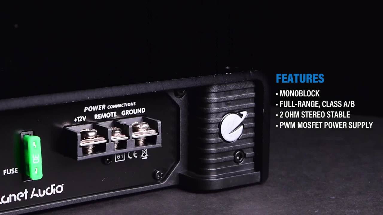 thumbnail video image 2 of Planet Audio Car, 1 Channel Vehicle Amplifier, 2 of 16