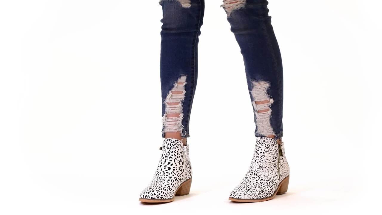 thumbnail video image 2 of Brinley Co. Women's Faux Leather Stacked Heel Side Zip Booties, 2 of 8