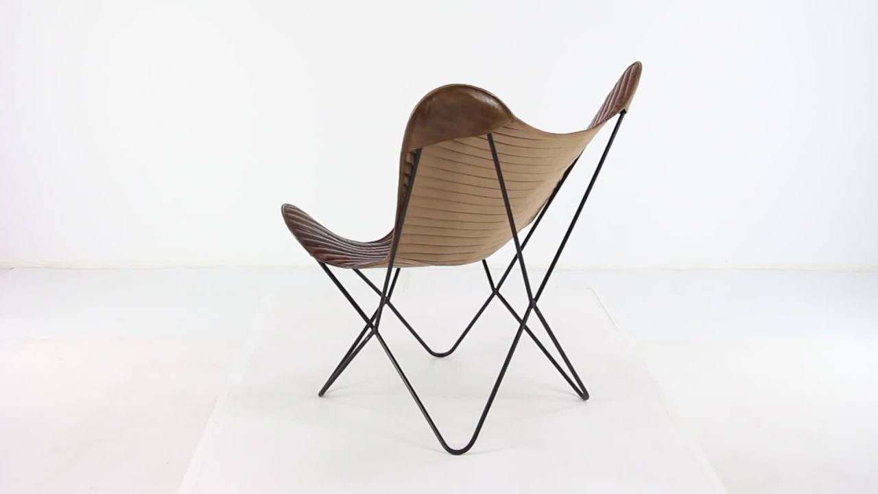 thumbnail video image 2 of DecMode 30" x 37" Black Leather Butterfly Chair with Black Stand, 1-Piece, 2 of 10