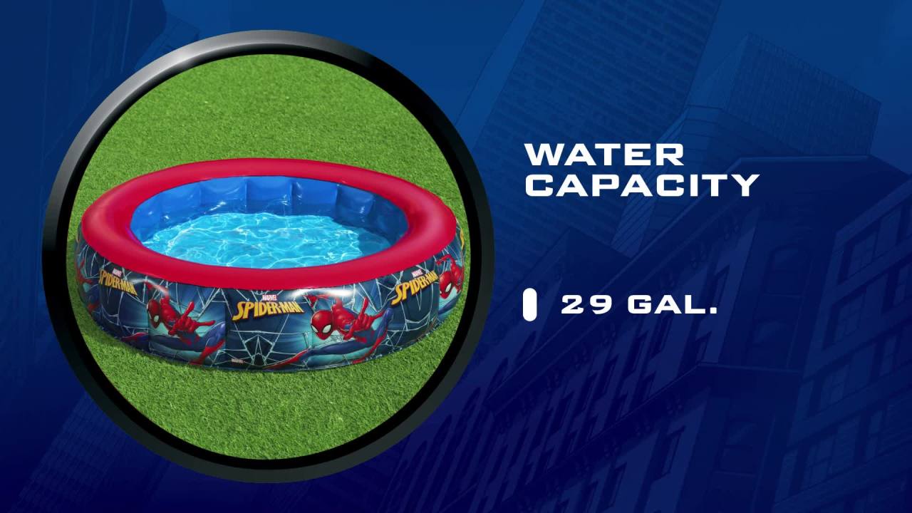 thumbnail video image 2 of Spider-Man Inflatable Kiddie Pool, 2 of 8