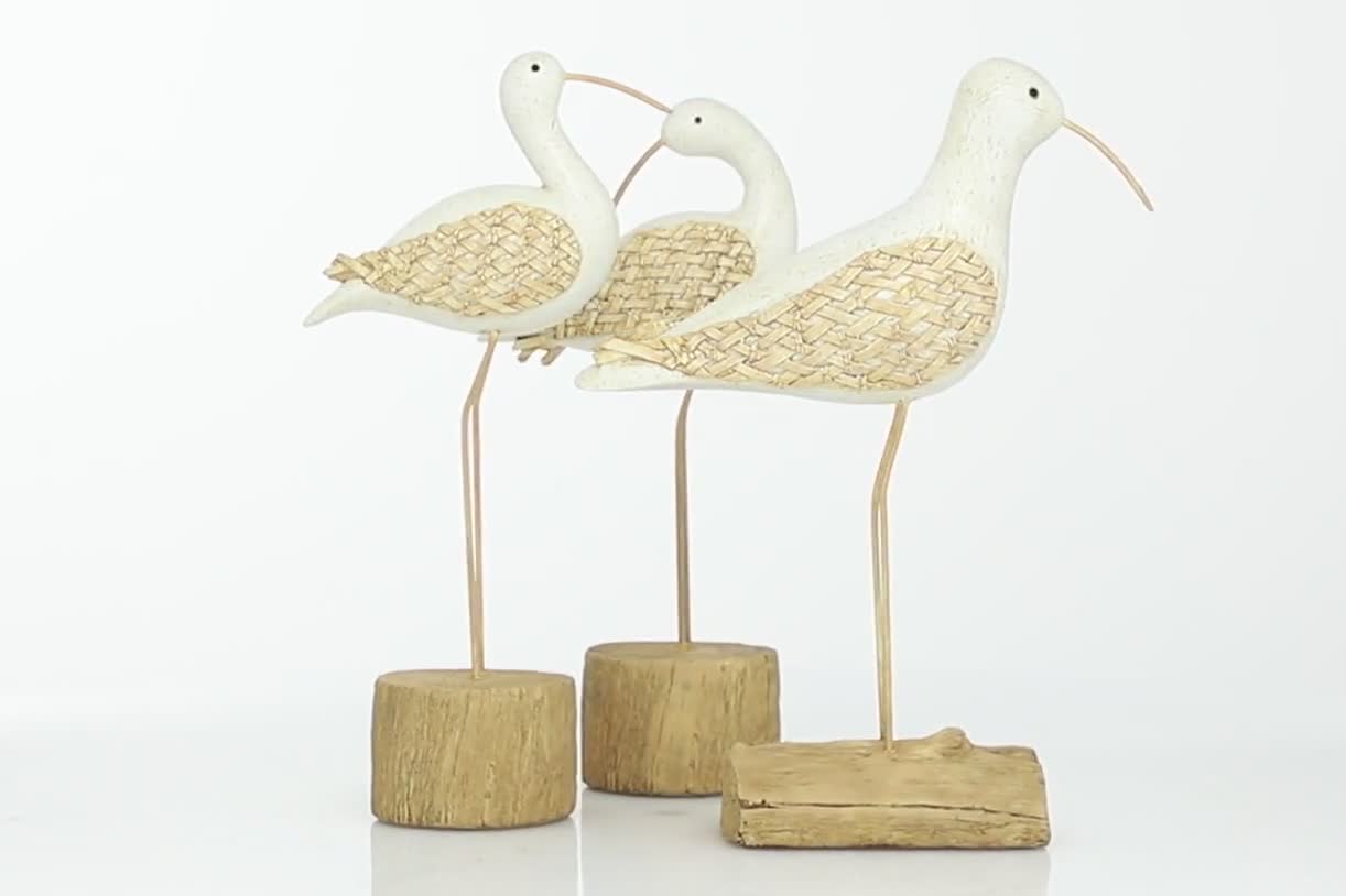 thumbnail video image 2 of 15", 15", 14"H White Polyresin Bird Sculpture, by DecMode (3 Count), 2 of 12