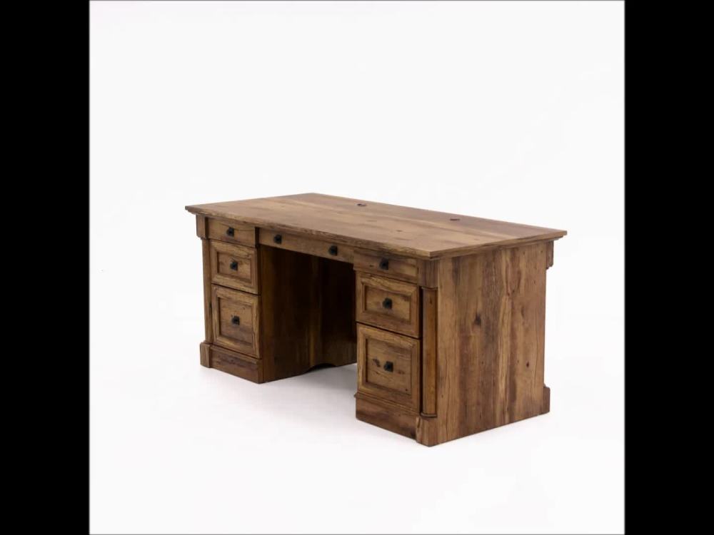 Sauder Palladia Traditional Executive Desk, Vintage Oak Finish