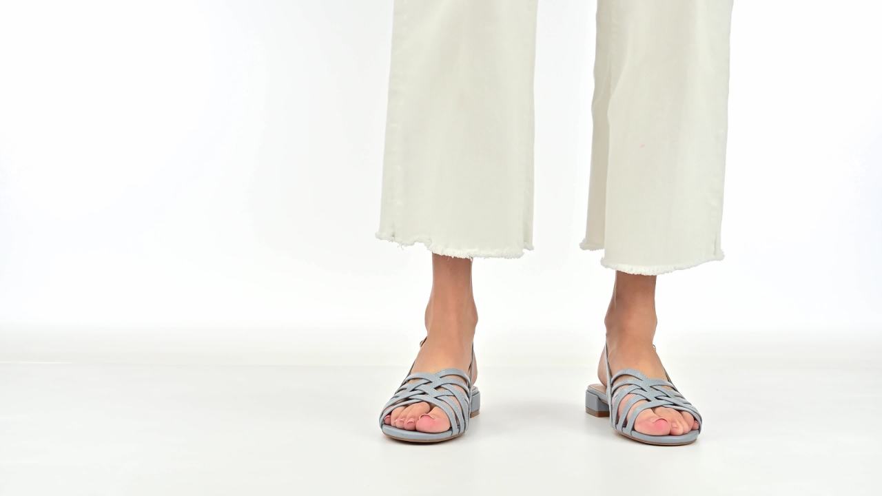 thumbnail video image 2 of Journee Womens Cassandra Faux Leather Woven Flat Sandals, 2 of 9