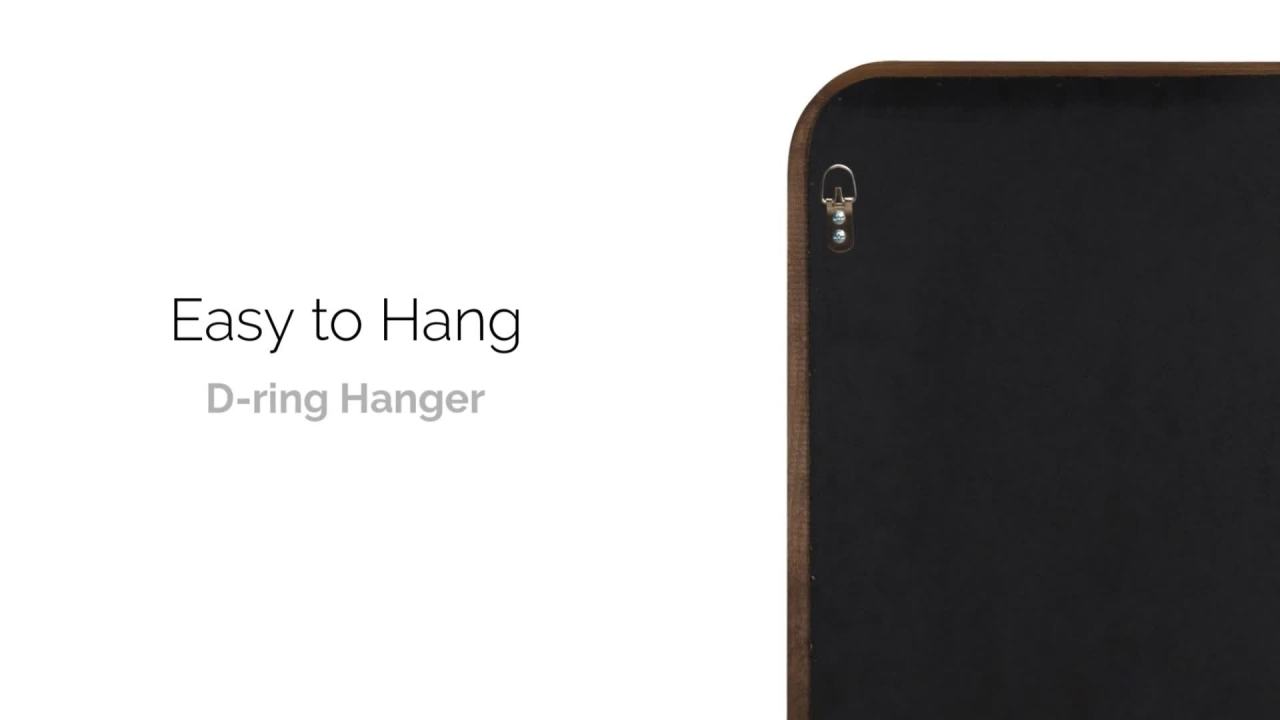 thumbnail video image 2 of Kate and Laurel Pao Mid-Century Panel Wood Framed Wall Mirror, 16 x 48, Walnut Brown, Modern Full Length Mirror for Wall, 2 of 8