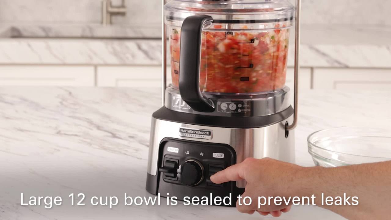 thumbnail video image 2 of Hamilton Beach Professional 12 Cup Spiralizing Food Processor with Stack & Snap Design, Black, 2 of 10