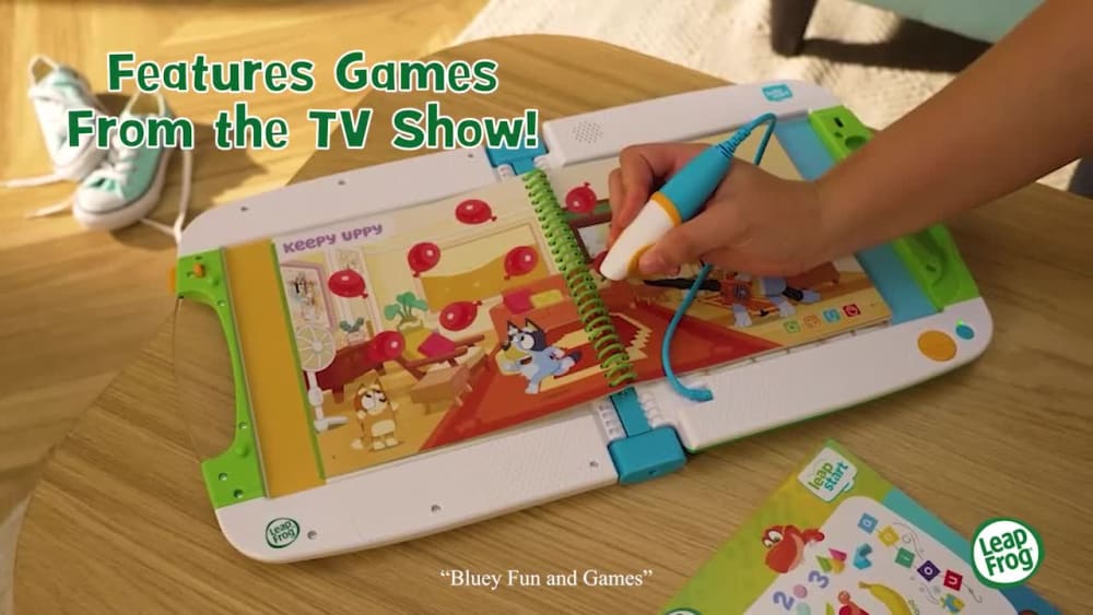 thumbnail video image 2 of LeapFrog LeapStart Bluey Fun & Games Activity Bundle System and Books, Reading Toy for Kids, 2 of 10