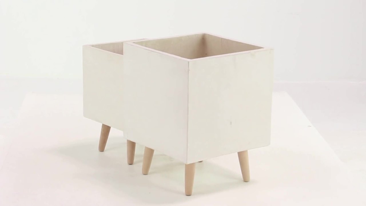 thumbnail video image 2 of DecMode Fiber Clay Contemporary Planter, White, Set of 2, 2 of 14
