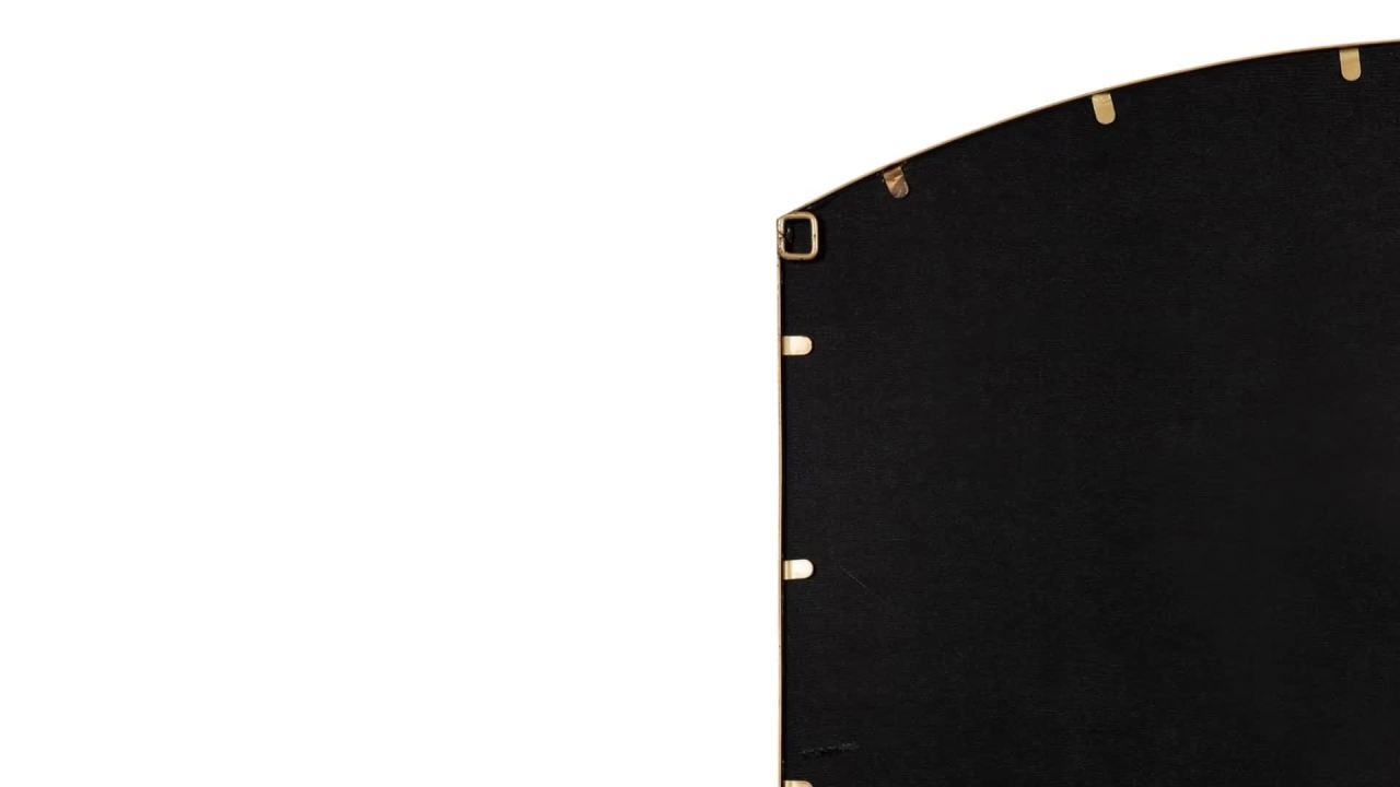 thumbnail video image 2 of Kate and Laurel Gervais Traditional Wide Arched Window Mirror, 36 x 27, Antique Gold, Vintage  Window Pane Arch Mirror for Use as Statement Mantel Mirror or Decorative Bedroom Mirror, 2 of 9