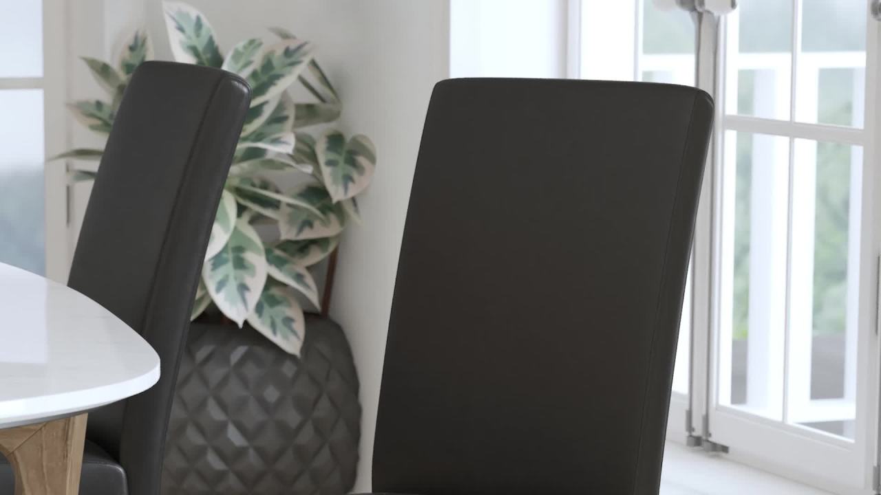 thumbnail video image 2 of Flash Furniture Godrich Panel Back Parsons Chair, Black, 2 of 12