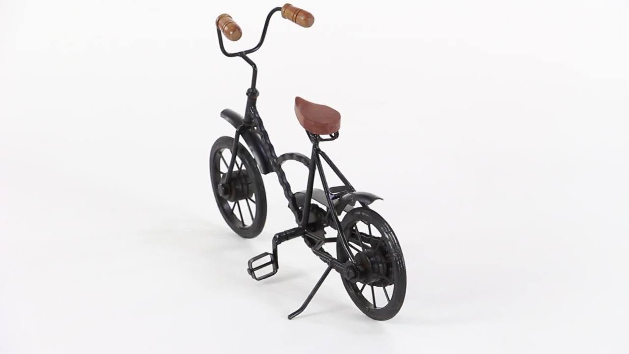 thumbnail video image 2 of 12"W, 10"H Black Metal Bike Sculpture, by DecMode (2 Count), 2 of 11
