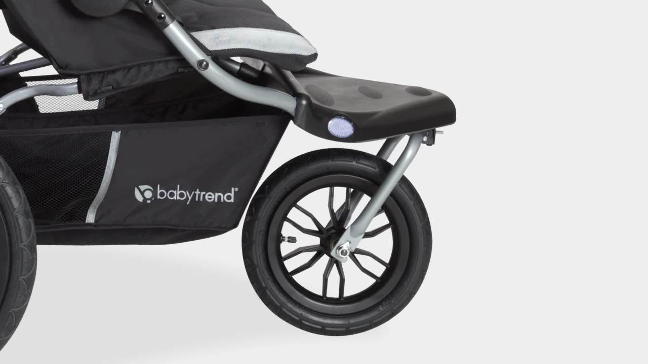 thumbnail video image 2 of Baby Trend Navigator Double Jogging Stroller, Europa Black, Lightweight with Reclining Seats, 2 of 8