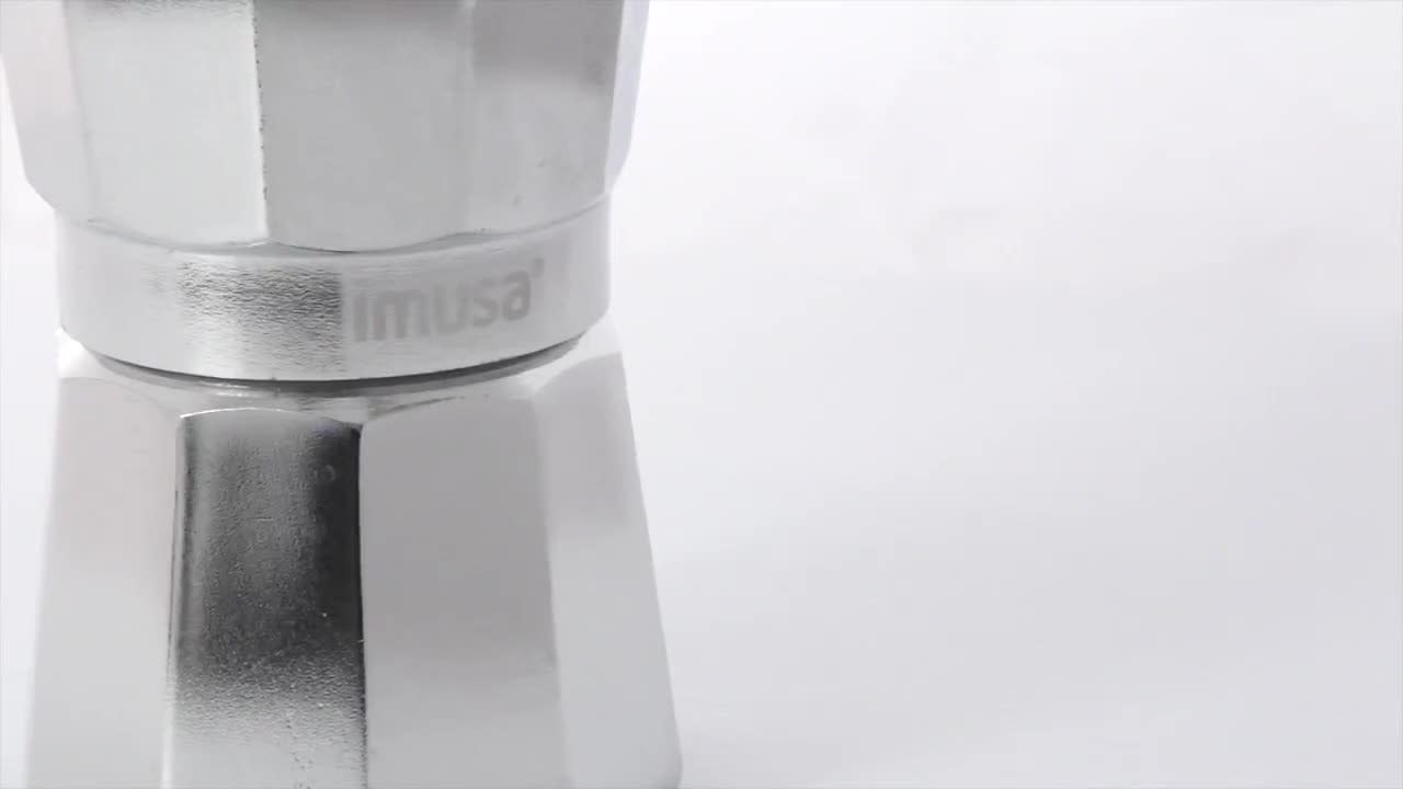 thumbnail video image 2 of IMUSA  9cup Cast Aluminum Stovetop Coffeemaker, 2 of 9