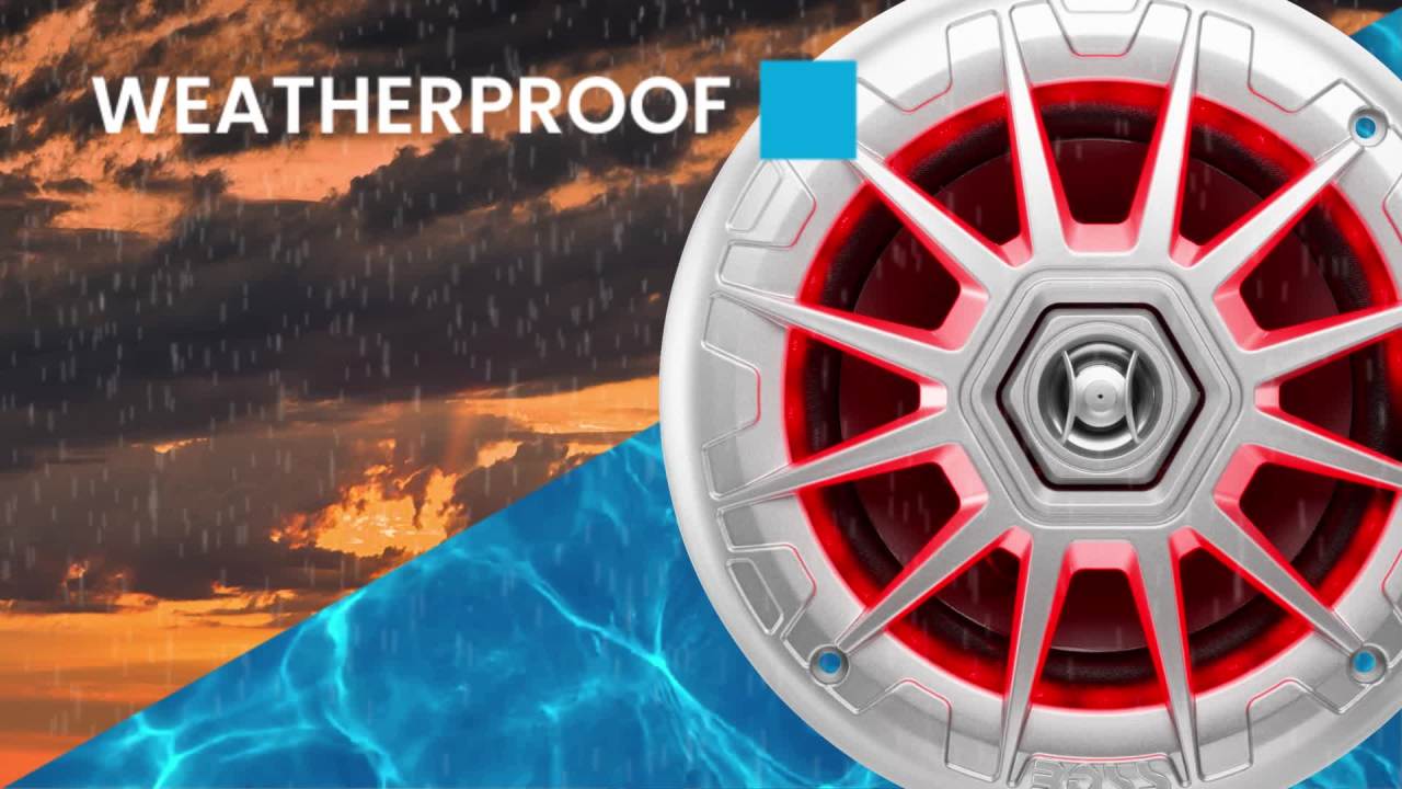 thumbnail video image 2 of BOSS Audio Systems MRGB65S 6.5 Inch Marine Stereo Speakers - 200 Watts Max, 2 Way, Full Range Audio, Tweeters, Coaxial, Weatherproof, Multi-Color Illumination, Sold In Pairs, 2 of 10