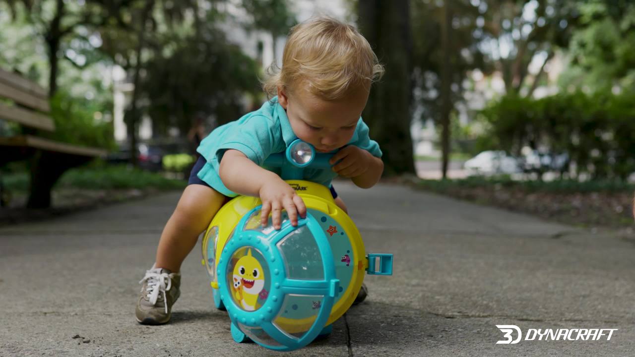 thumbnail video image 2 of Dynacraft Baby Shark Foot to Floor Unisex Kids Ride on for Age 1.5-3 Years, 2 of 11