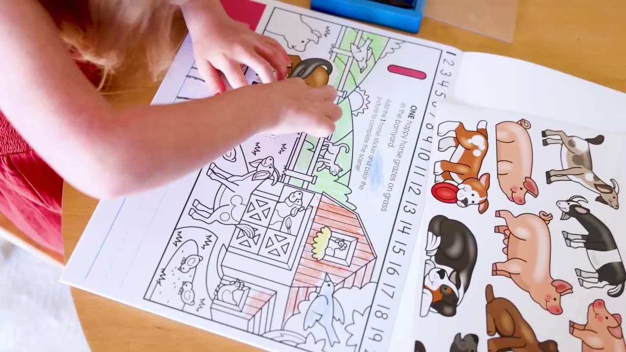 thumbnail video image 2 of Melissa & Doug Numbers Coloring and Sticker Activity Pad, 2 of 10