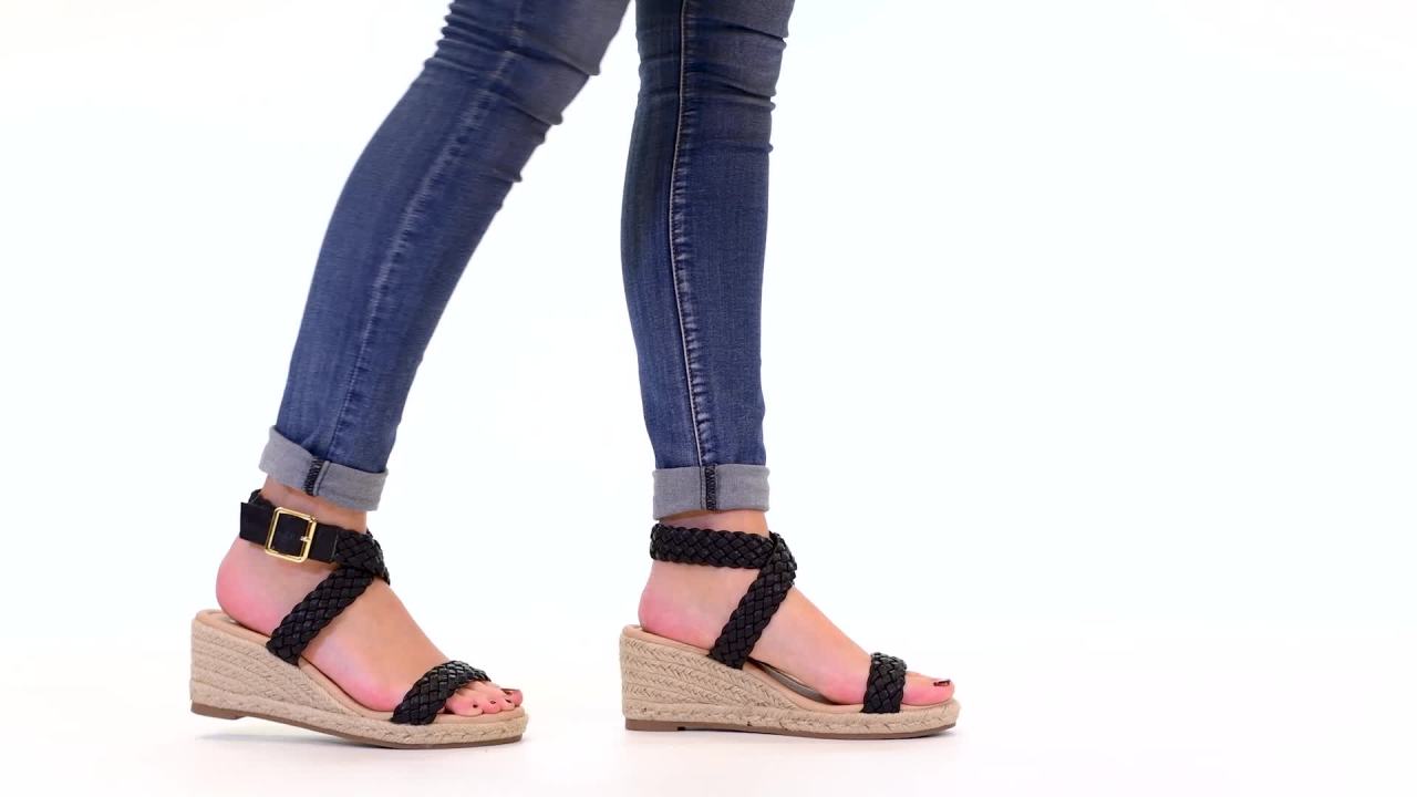 thumbnail video image 2 of Comfort by Brinley Co. Womens Woven Espadrille Wedge, 2 of 7