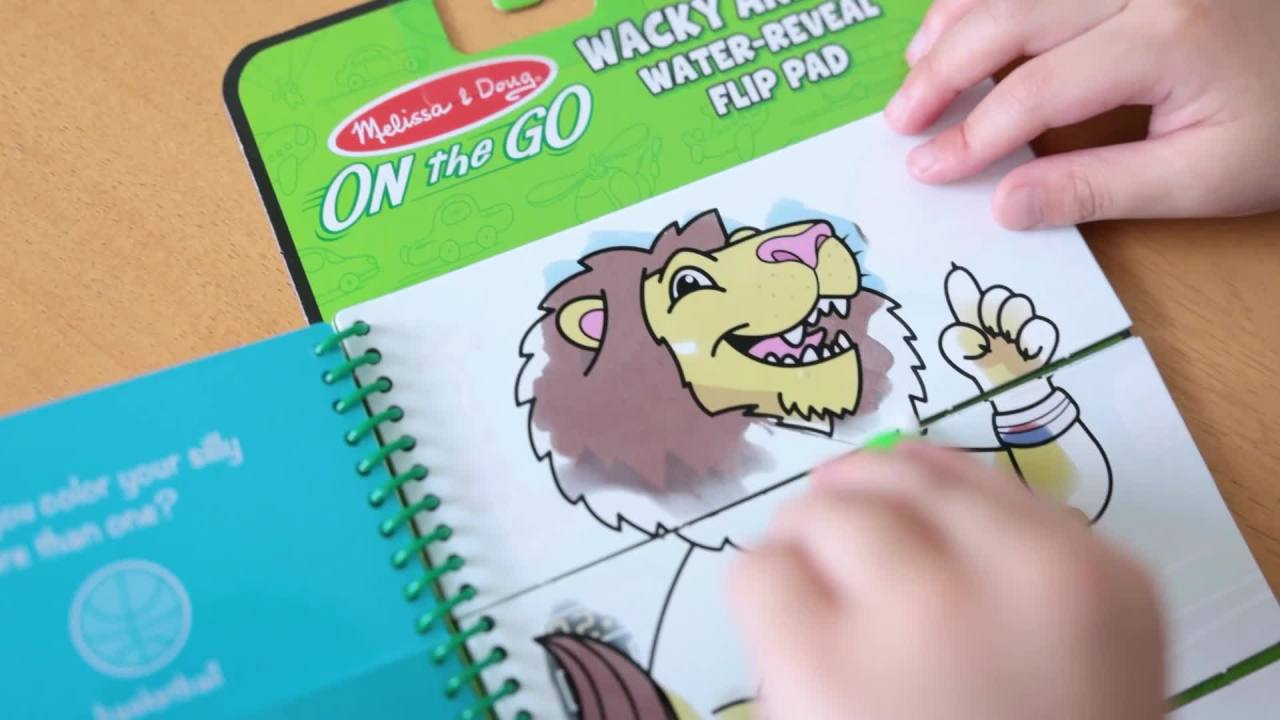 thumbnail video image 2 of Melissa & Doug On the Go Water Wow! Reusable Water-Reveal Flip Pad - Wacky Animals, 2 of 9