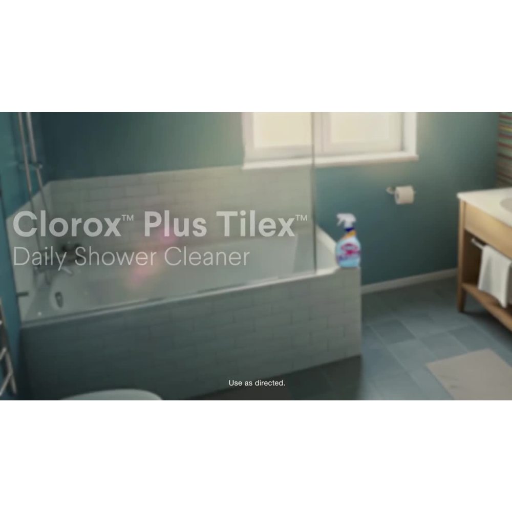 thumbnail video image 2 of (2 pack) Clorox Plus Tilex Daily Shower Cleaner and Bathroom Spray, 32 fl oz, 2 of 9