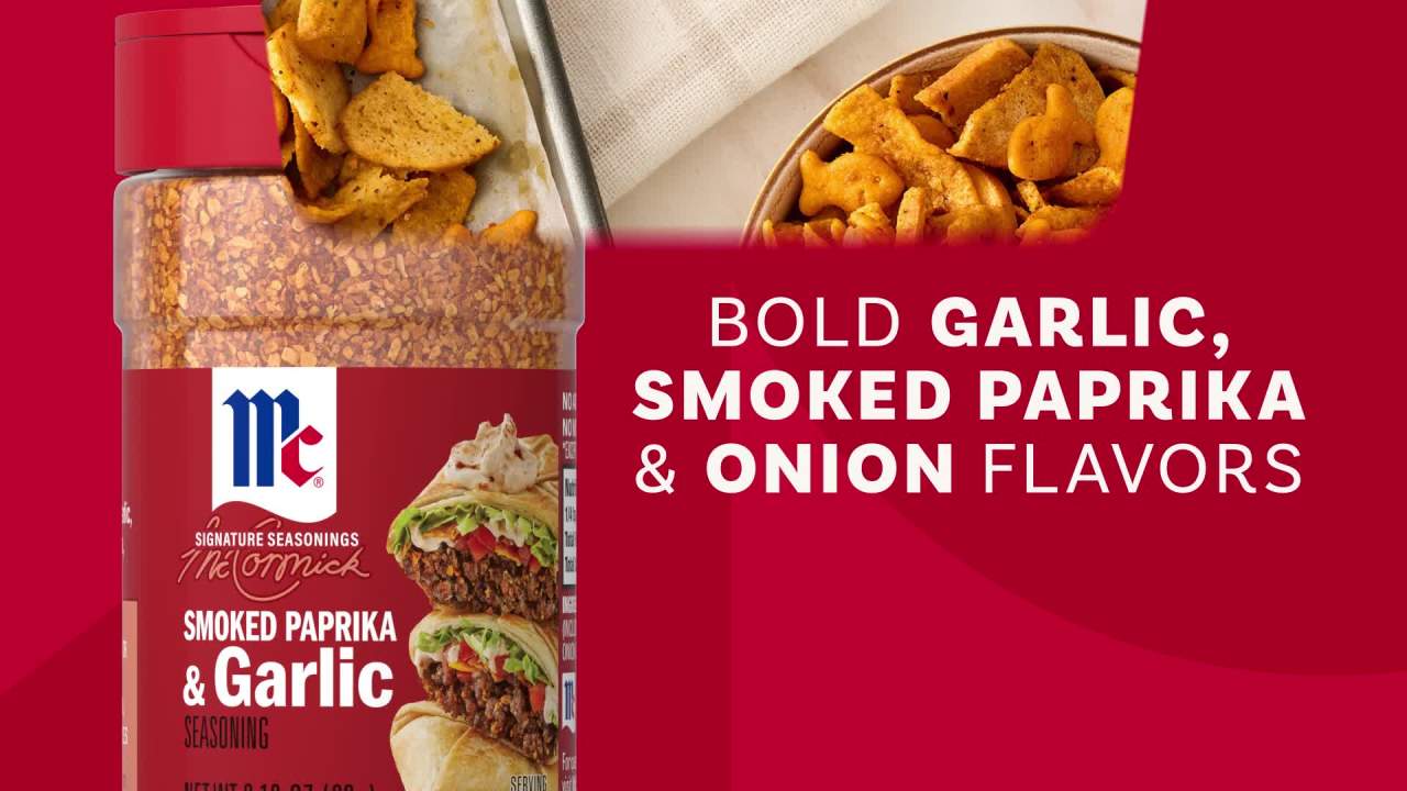 thumbnail video image 2 of McCormick Smoked Paprika and Garlic Seasoning, 3.12 oz Bottle, 2 of 23