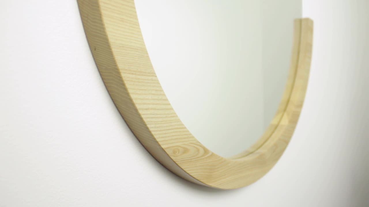 thumbnail video image 2 of Umbra Mira Wall Mirror Decorative Round Mirror With Wood Frame, 2 of 16