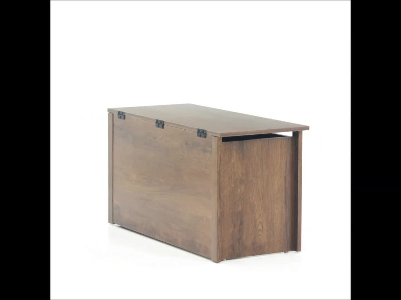 thumbnail video image 2 of Sauder Shoal Creek Storage Chest, Oiled Oak Finish, 2 of 6