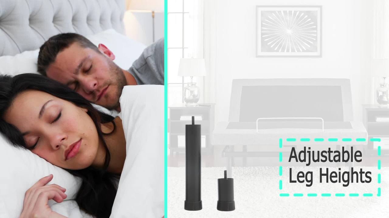 thumbnail video image 2 of Posture Plus PX800 King Upholstered Powered Adjustable Bed Base, Dual Massage, USBs, Two Leg Height Options, and Wireless Remote, Ergonomic Bed, 2 of 11