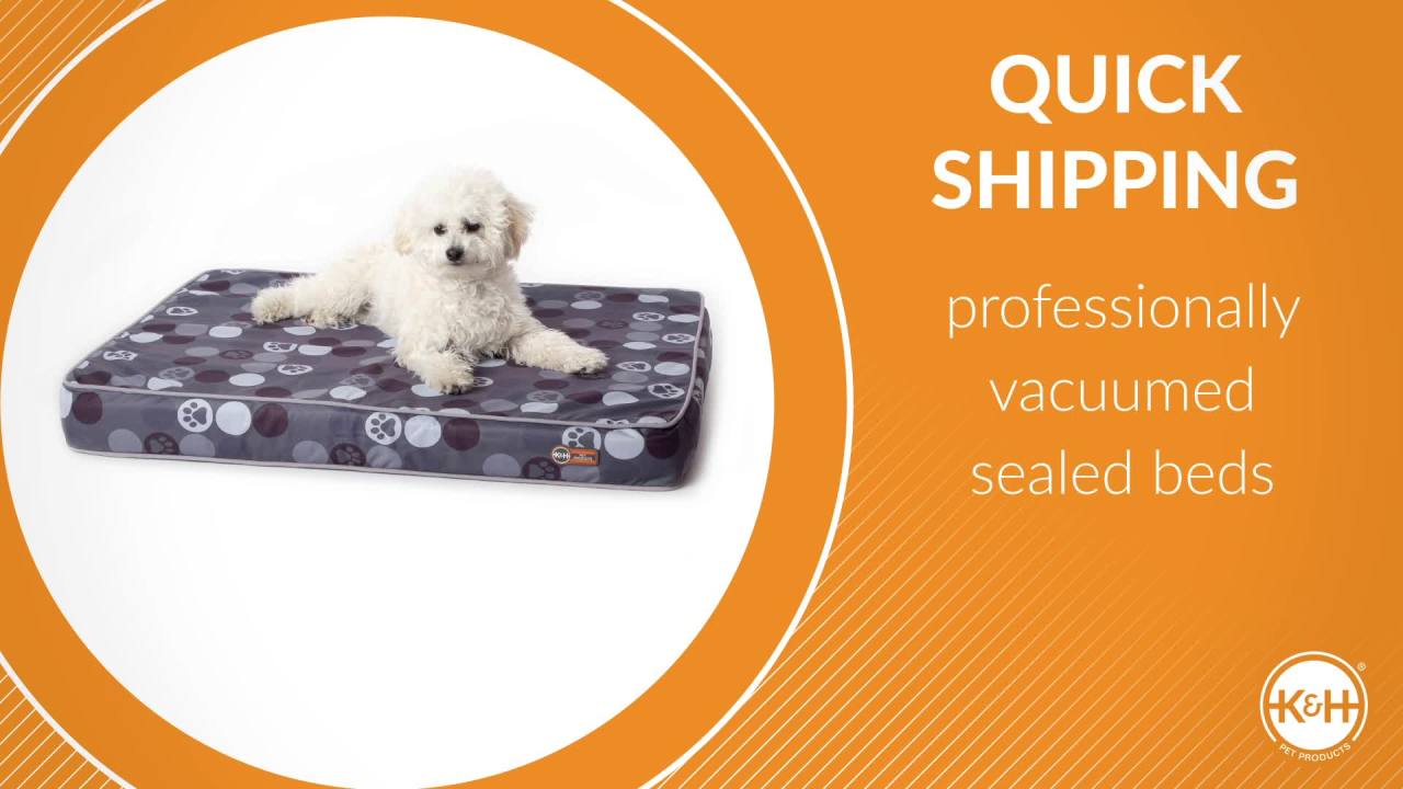 thumbnail video image 2 of K&H Pet Products Superior Orthopedic Indoor/Outdoor Bed Gray/Paw Medium 30 X 40 X 4 Inches, 2 of 10