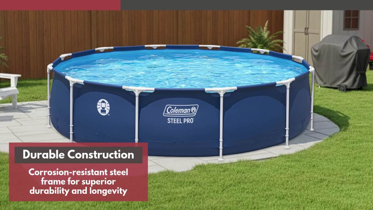 thumbnail video image 2 of Coleman Steel Pro 12 ft. x 33 in. Round Metal Frame Above Ground Pool Set, 2 of 9