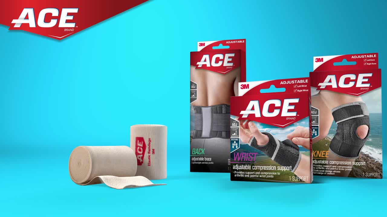 thumbnail video image 2 of ACE Brand Sport Deluxe Back Stabilizer, Adjustable Brace, Black, 1 Brace, 2 of 12