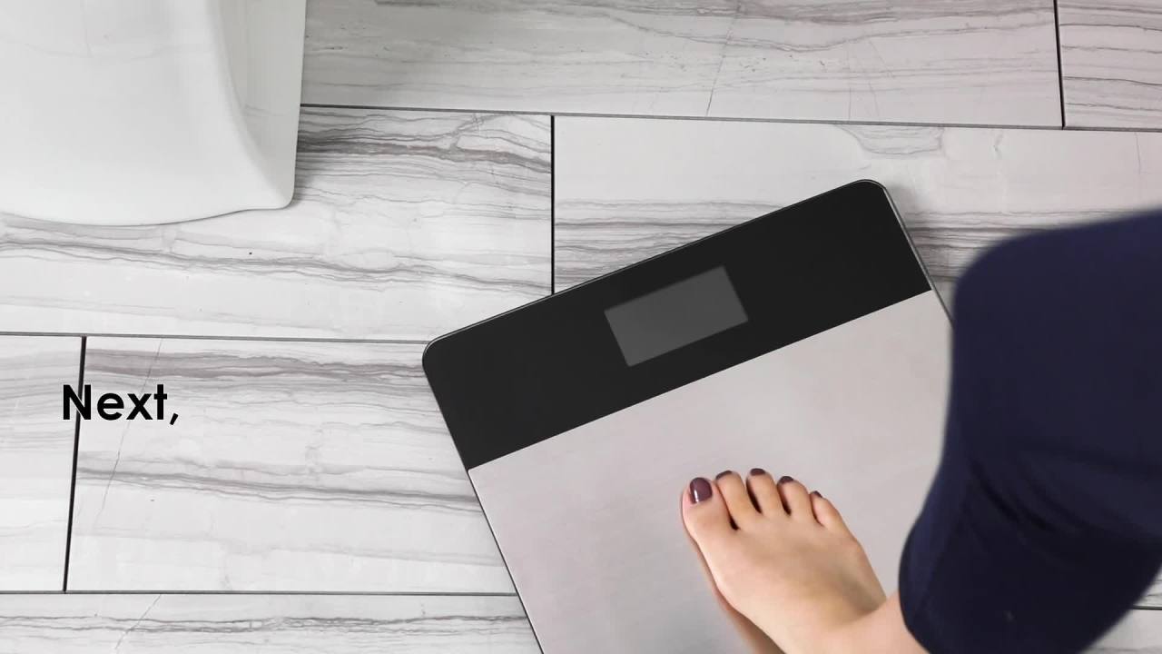 thumbnail video image 2 of Taylor 12.2" x 12.2" LCD Body Weight Scale Battery Powered, FSA HSA Eligible, 400 lb Capacity, Stainless Steel, 2 of 14