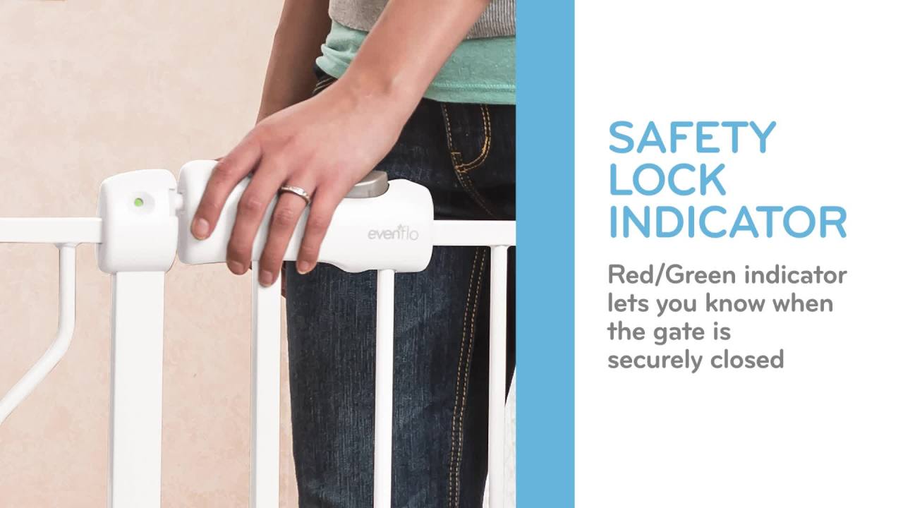 thumbnail video image 2 of Evenflo Easy Walk-Thru Pressure-Mounted Pass-Through Gate, 29" - 39", White, 2 of 8