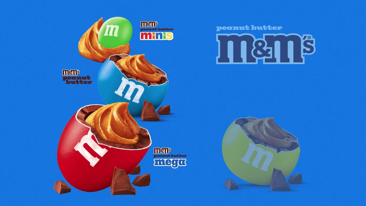 thumbnail video image 2 of (3 pack) M&M's Mega Peanut Butter Chocolate Candy, Share Size - 2.83 oz Pack, 2 of 14