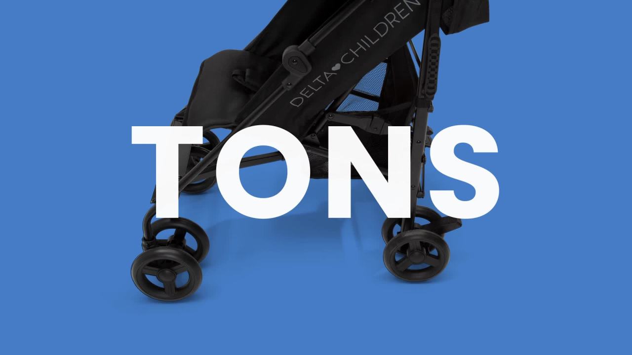 thumbnail video image 3 of Delta Children 365 Plus Lightweight Travel Stroller, Iron, 3 of 13
