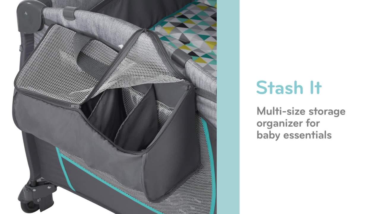 thumbnail video image 2 of Evenflo Portable BabySuite DLX Playard, Pop Star, 2 of 9