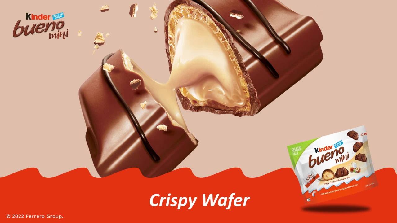 thumbnail video image 2 of Kinder Bueno Milk Chocolate and Hazelnut Cream, 2 Individually Wrapped Chocolate Bars, 1.5 oz, 2 of 13