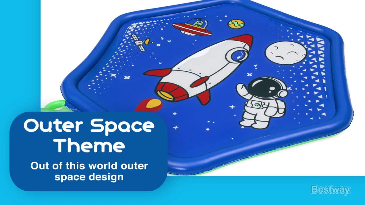 thumbnail video image 2 of H2OGO! Cosmic Adventure Kids Sprinkler Splash Pad and Inflatable Water Slide, 2 of 11