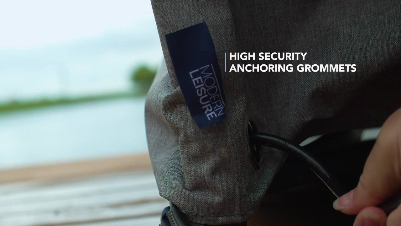 thumbnail video image 2 of Modern Leisure Garrison Waterproof Square Fire Pit Table Cover, 42"L x 42"W x 22"H, Gray, 2 of 14