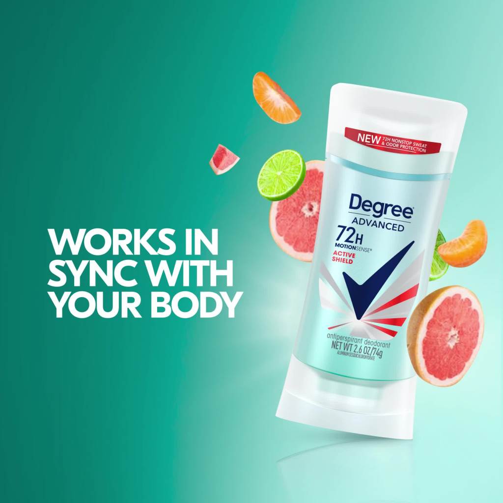 thumbnail video image 2 of Degree Advanced Antiperspirant Deodorant 72-Hour Sweat & Odor Protection Active Shield Deodorant for Women with MotionSense Technology 2.6 oz, 2 of 8