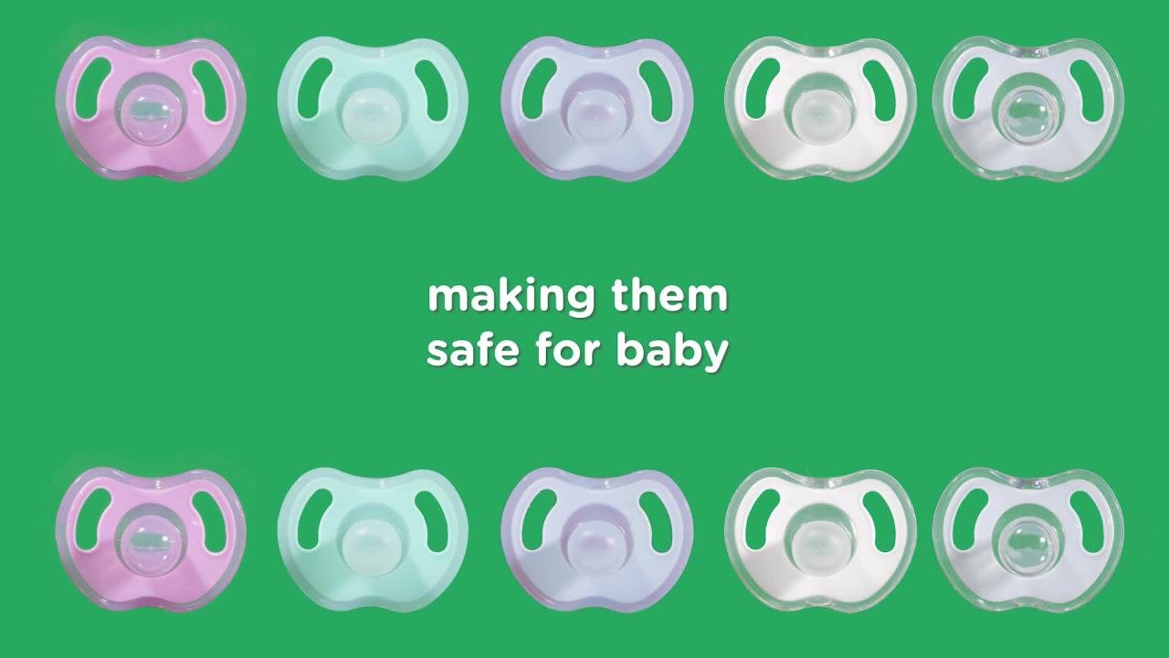 thumbnail video image 2 of Tommee Tippee Pick-a-Paci Baby Pacifier Collection, Symmetrical Design, BPA-Free, 0-6 months, 3 Pack, 2 of 8