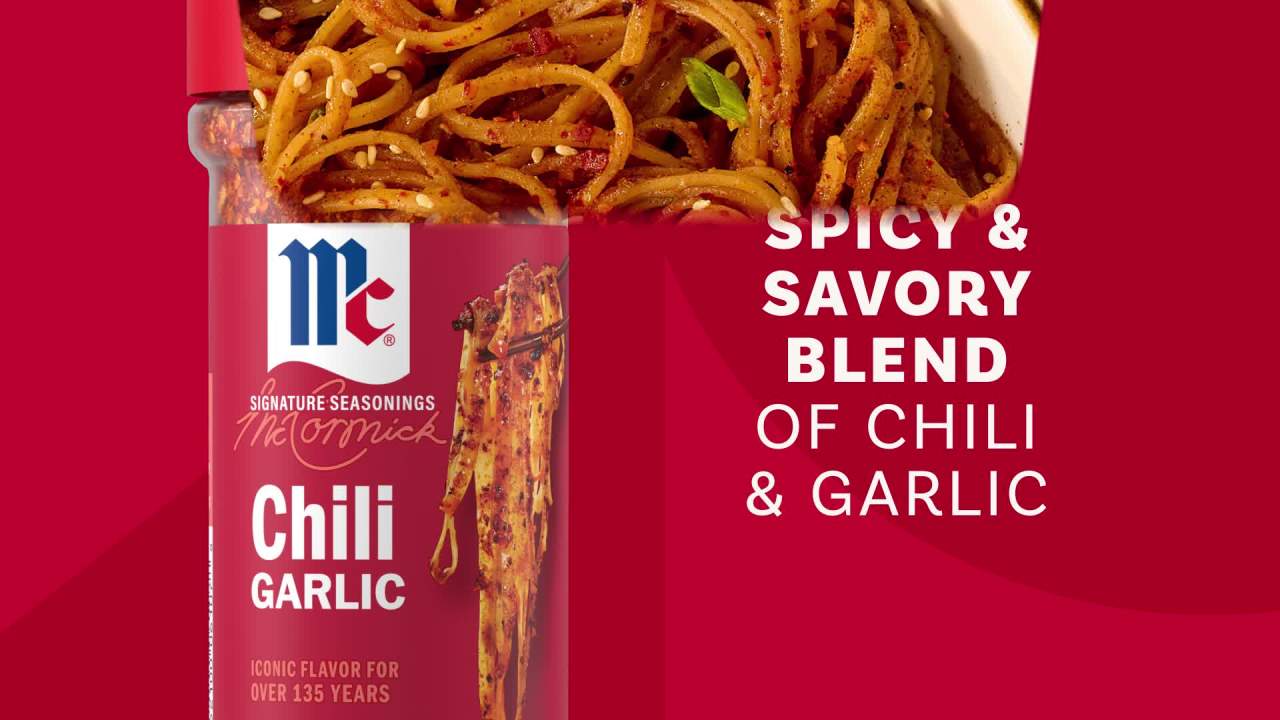 thumbnail video image 2 of McCormick Chili Garlic Seasoning, 5.22 oz Bottle, 2 of 22