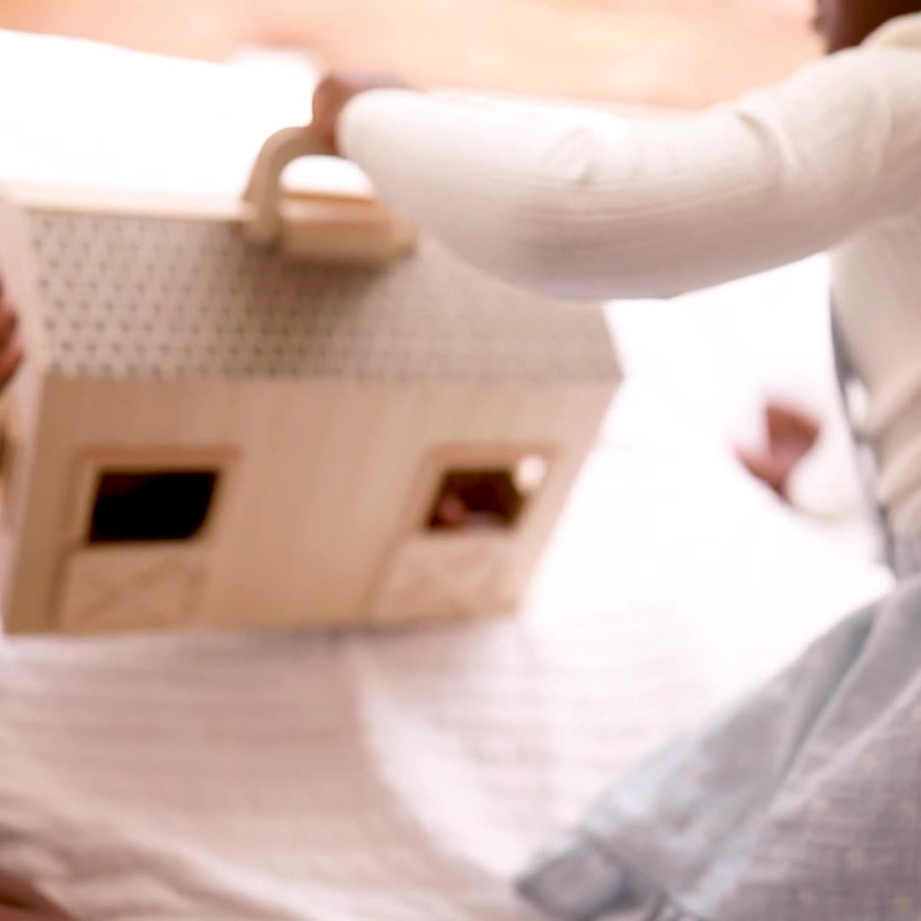 thumbnail video image 2 of Melissa & Doug Fold and Go Wooden Horse Stable Dollhouse With Handle and Toy Horses (11 pcs), 2 of 11