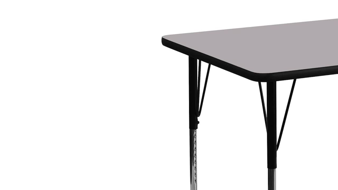thumbnail video image 2 of Flash Furniture 36''W x 72''L Rectangular Yellow Thermal Laminate Activity Table - Standard Height Adjustable Legs, 2 of 4
