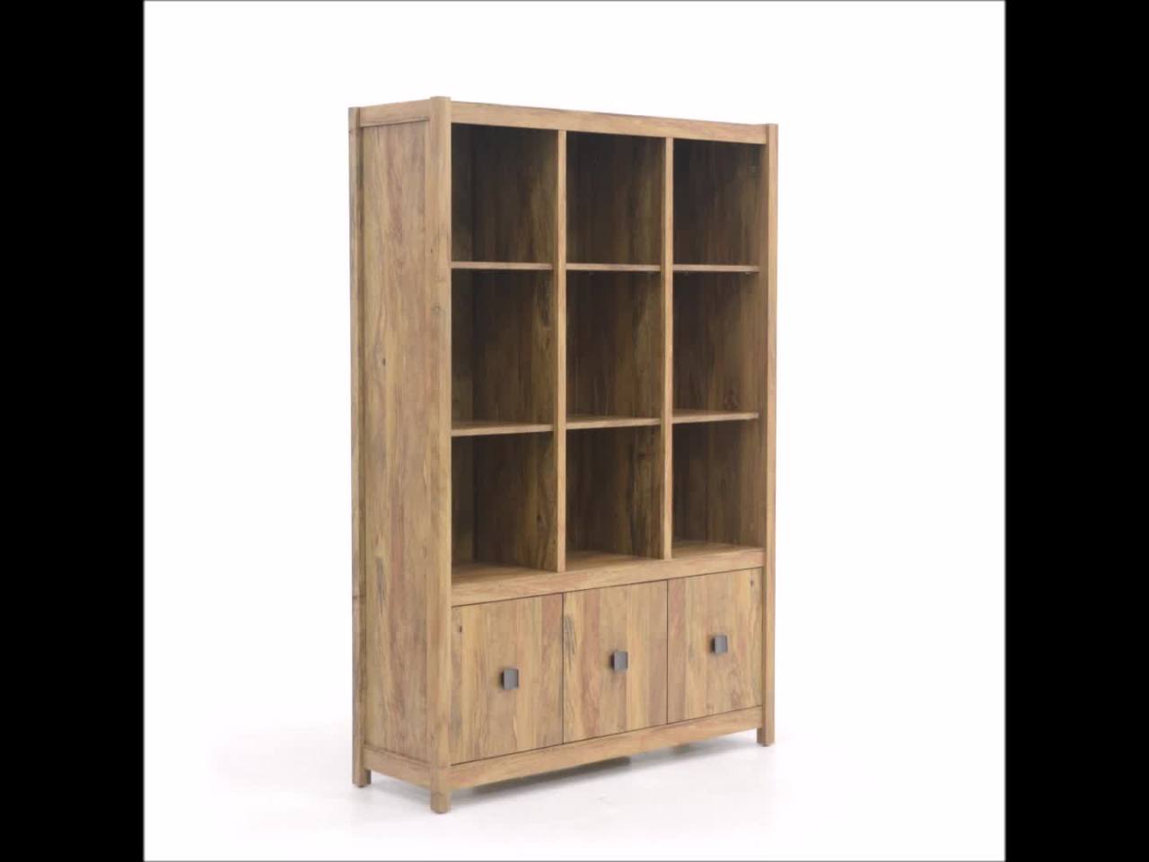 thumbnail video image 2 of Sauder Cannery Bridge 9-Cubby Bookcase, Sindoori Mango Finish, 2 of 14