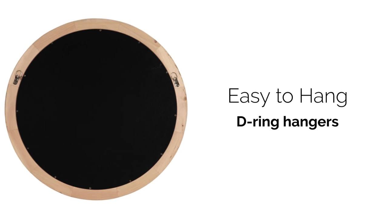 thumbnail video image 2 of Kate and Laurel Braywood Modern Pieced Wood Round Mirror, 24 Inch Diameter, Rustic Brown, Decorative Circle Mirror  for Use as Coastal Bathroom Mirror for Over Sink or Accent Bedroom Mirror, 2 of 9