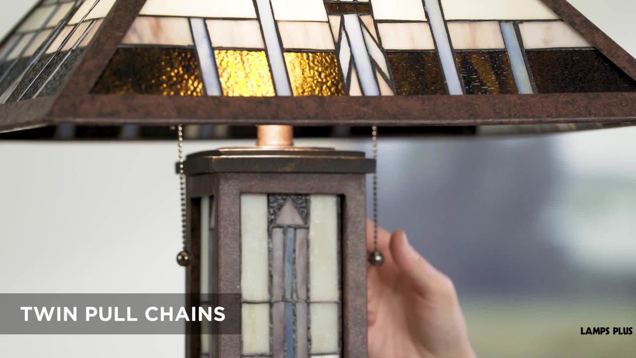 thumbnail video image 2 of Robert Louis Tiffany Mission Rustic Floor Lamp 60 1/2" Tall Oiled Bronze with Nightlight Geometric Stained Art Glass Shade for Living Room Bedroom, 2 of 10